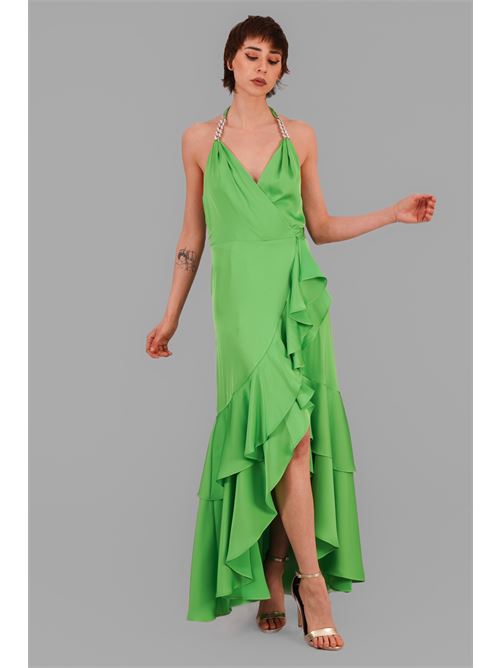 Abito incrocio in raso twins fantasy | T4528GREEN